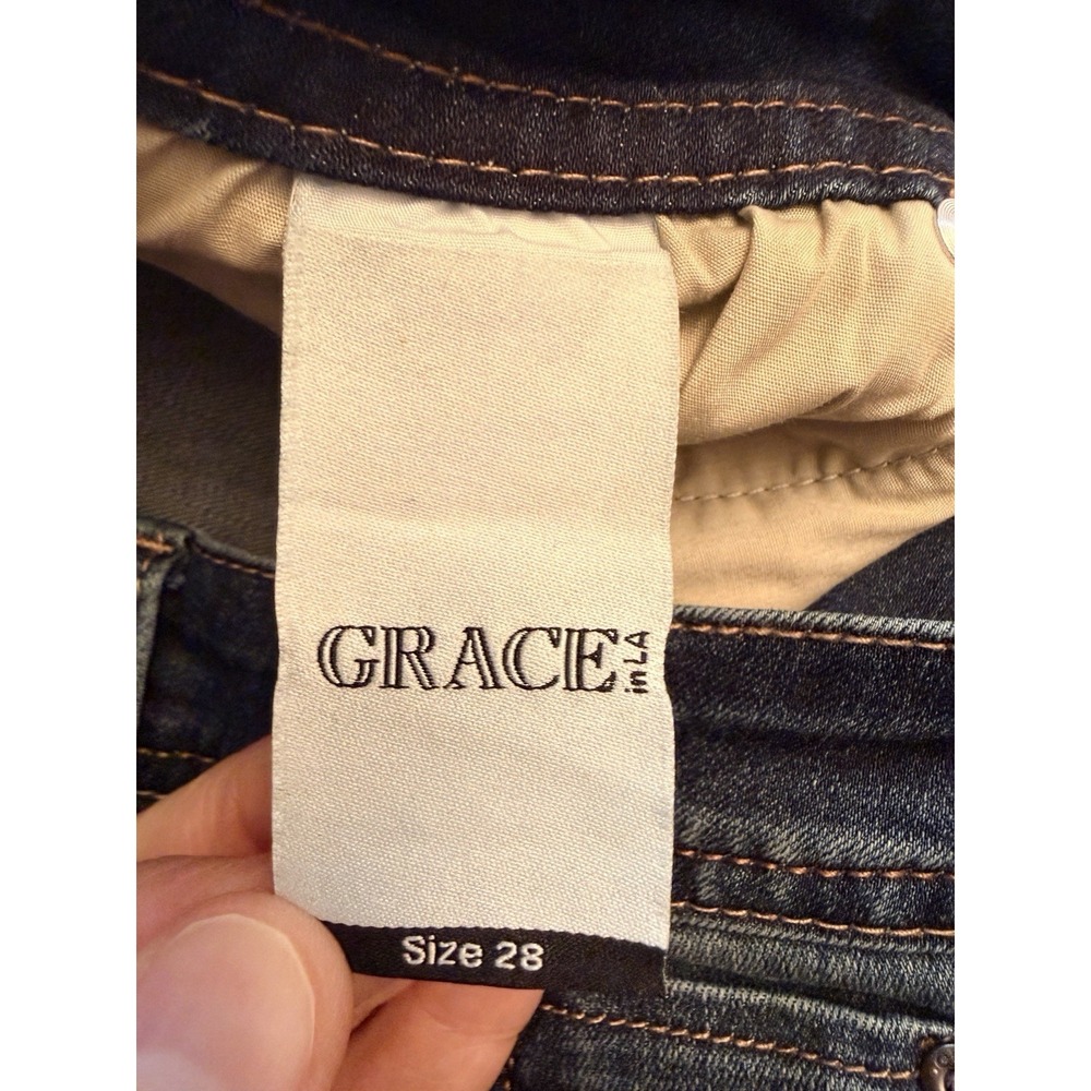 NWT Grace in LA Women's 28 Straight Leg Jeans Easy Fit Denim Stretch Distressed - Picture 8 of 15